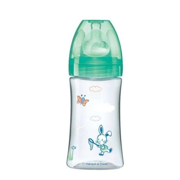DODIE BIBERON ANTI COLIQUE TETINE RONDE 3 VITESSES + 270ML VERT LAPIN 0-6 MOIS