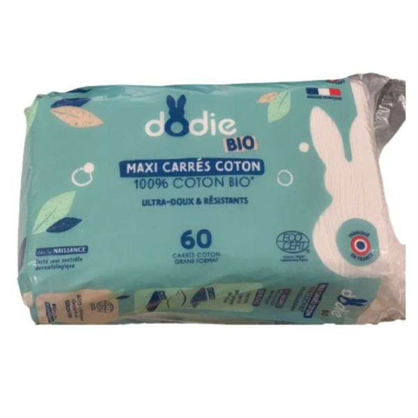 DODIE MAXI CARRES COTON 3EN1 SIEGE VISAGE MAINS 100% COTON BIO X60U