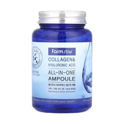 FARMSTAY COLLAGEN ET ACIDE HYALURONIQUE AMPOULE ALL IN ONE 250 ML