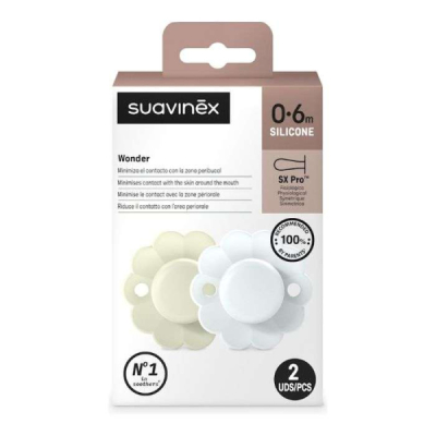 SUAVINEX SELECTION WONDER SUCETTE SILICONE SX PRO 0.6M 2×PCS VERT ET BLEU